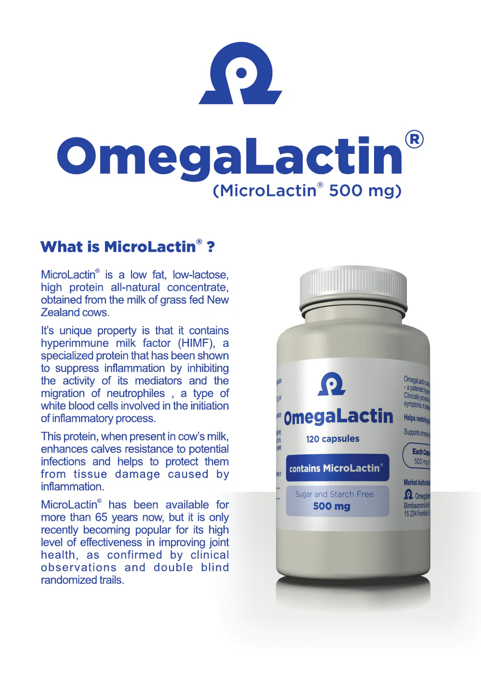 OmegaLactin product presentation supplied to NAVITI